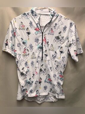 TERRY Touring Bike Jersey Women and Flower Rare Print Size Large 3 Rear Pockets